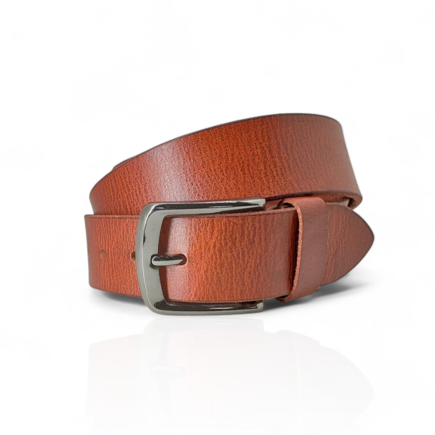 Gürtel aus 100% Büffelleder Cognac/Schwarz/Marineblau – Handgefertigt & 3,8cm Breite