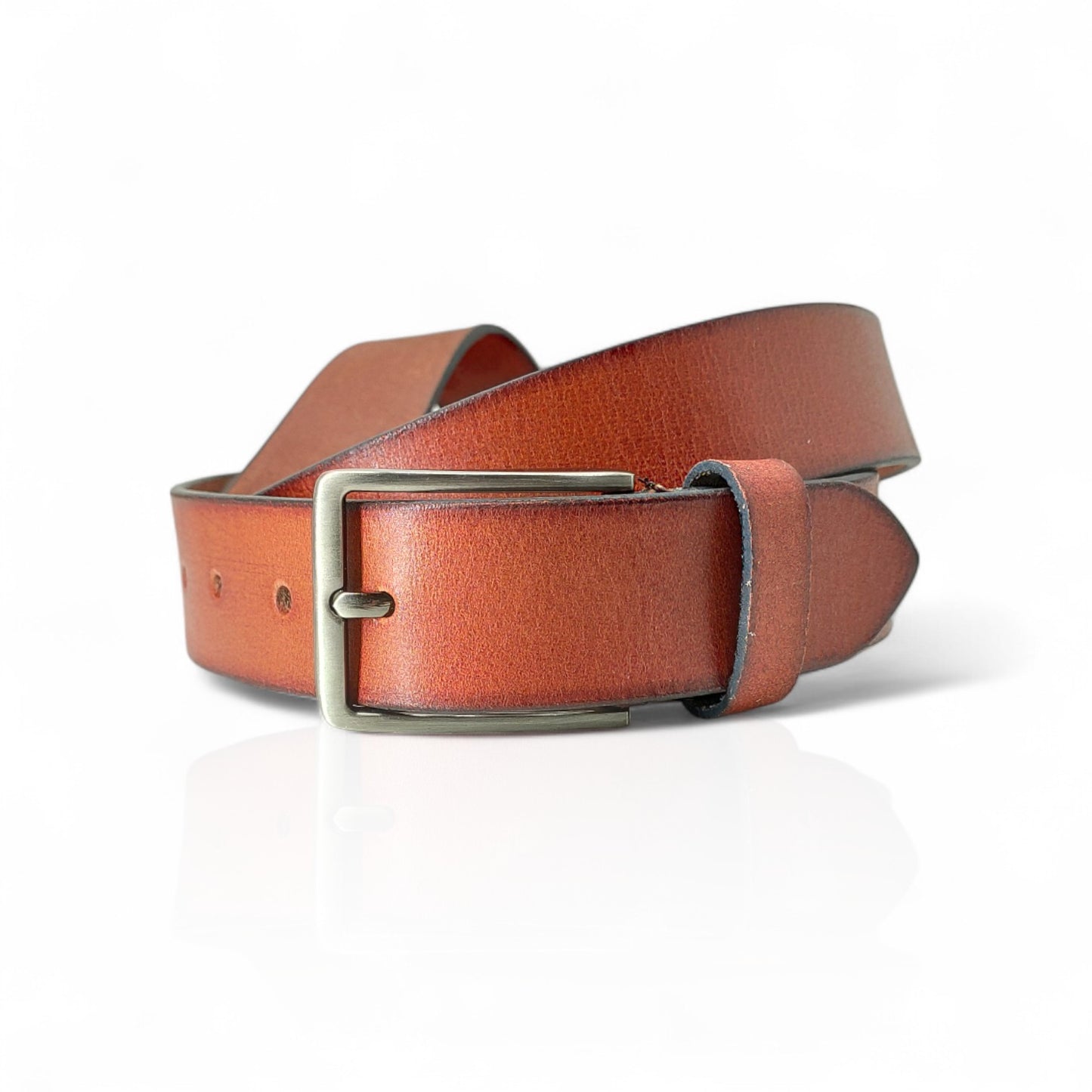 Gürtel aus 100% Büffelleder Cognac – Handgefertigt & 3,2cm Breite