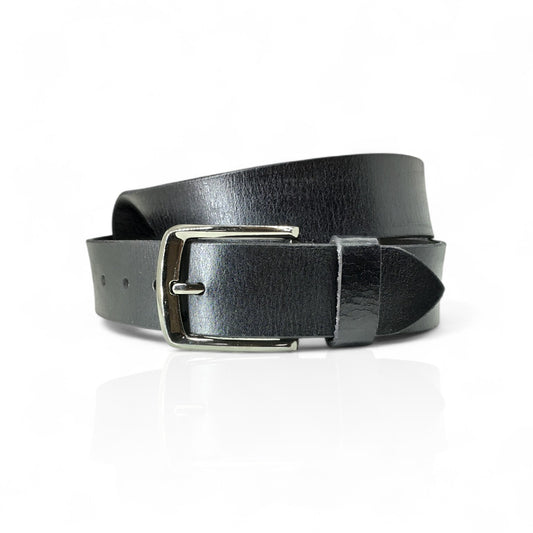 Gürtel aus 100% Büffelleder Schwarz/Cognac– Handgefertigt & 4cm Breite