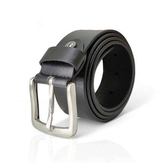 Gürtel aus 100% Büffelleder Schwarz – Handgefertigt & 4cm Breite