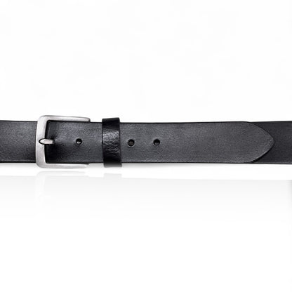 Herren Ledergürtel aus 100 % Büffelleder – Schwarz/Cognac, Handgefertigt, 3,8 cm