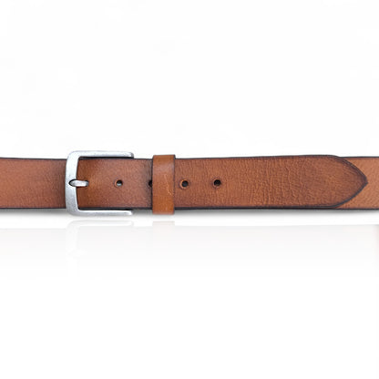 Herren Ledergürtel aus 100 % Büffelleder – Cognac/Schwarz, Handgefertigt, 3,8 cm