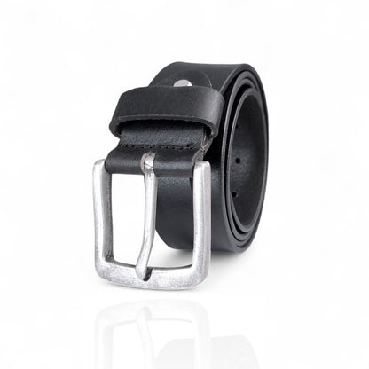 Herren Ledergürtel aus 100 % Büffelleder – Schwarz/Cognac, Handgefertigt, 3,8 cm