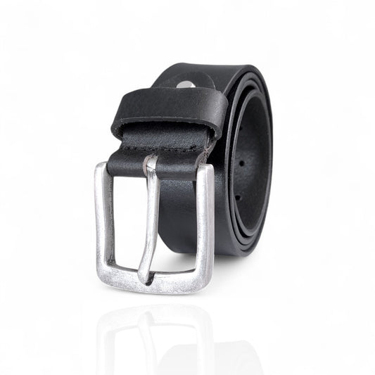 Herren Ledergürtel aus 100 % Büffelleder – Schwarz/Cognac, Handgefertigt, 3,8 cm