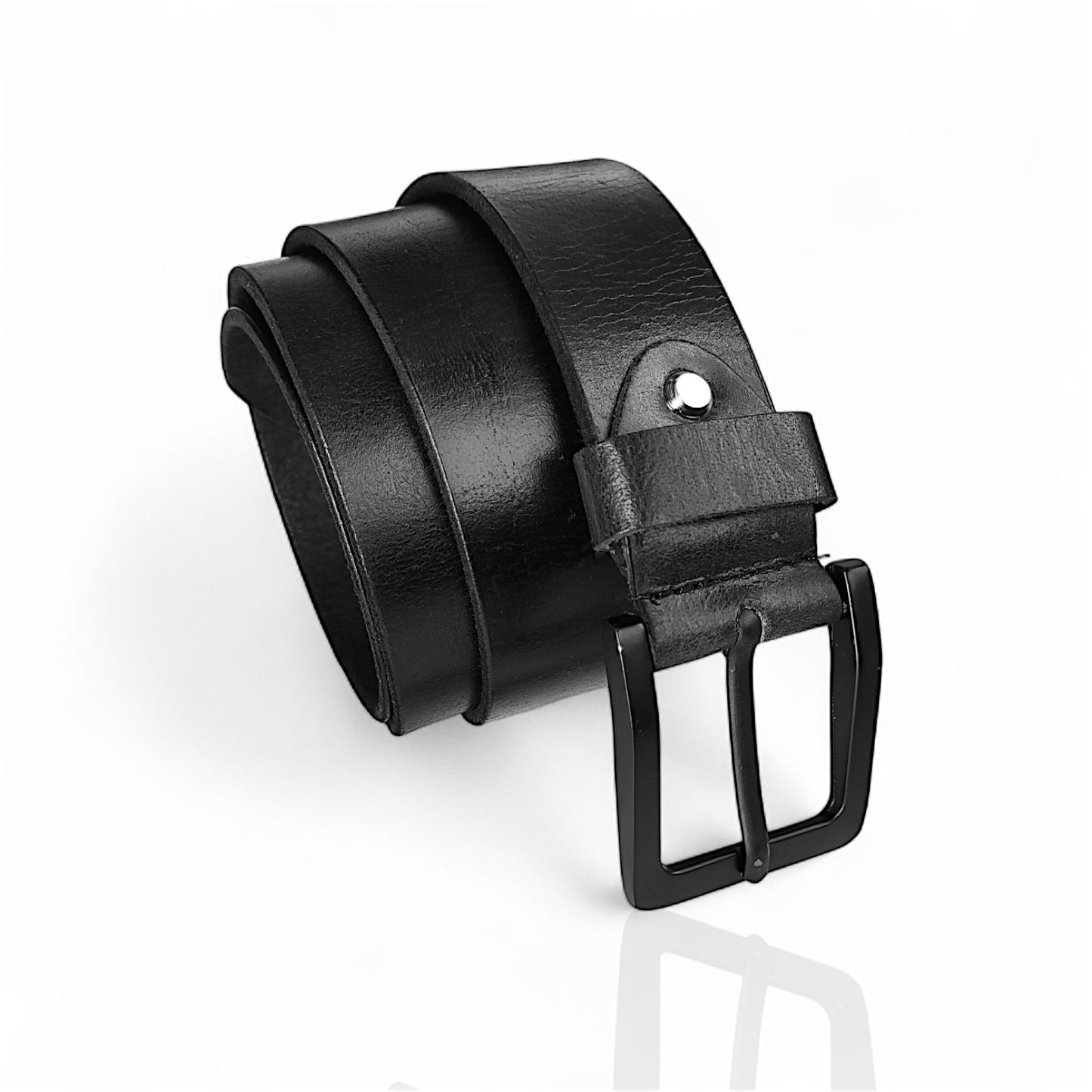 Herren Ledergürtel aus 100 % Büffelleder – Schwarz/Cognac, Handgefertigt, 3,8 cm