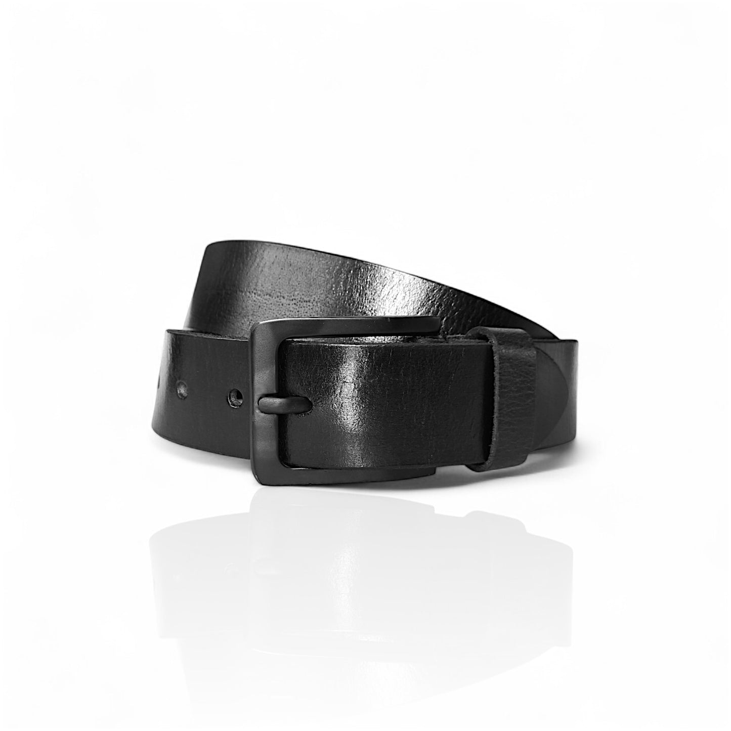 Herren Ledergürtel aus 100 % Büffelleder – Schwarz/Cognac, Handgefertigt, 3,8 cm